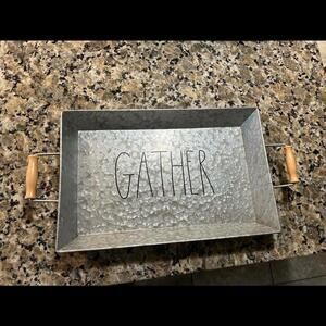Rae Dunn Gather Serving Platter TIN  Tray 11x17 NEW!